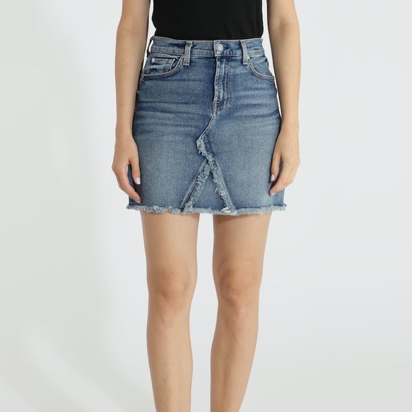 7 FAM Fraye Distressed Vintage Denim Skirt - Picture 3 of 4